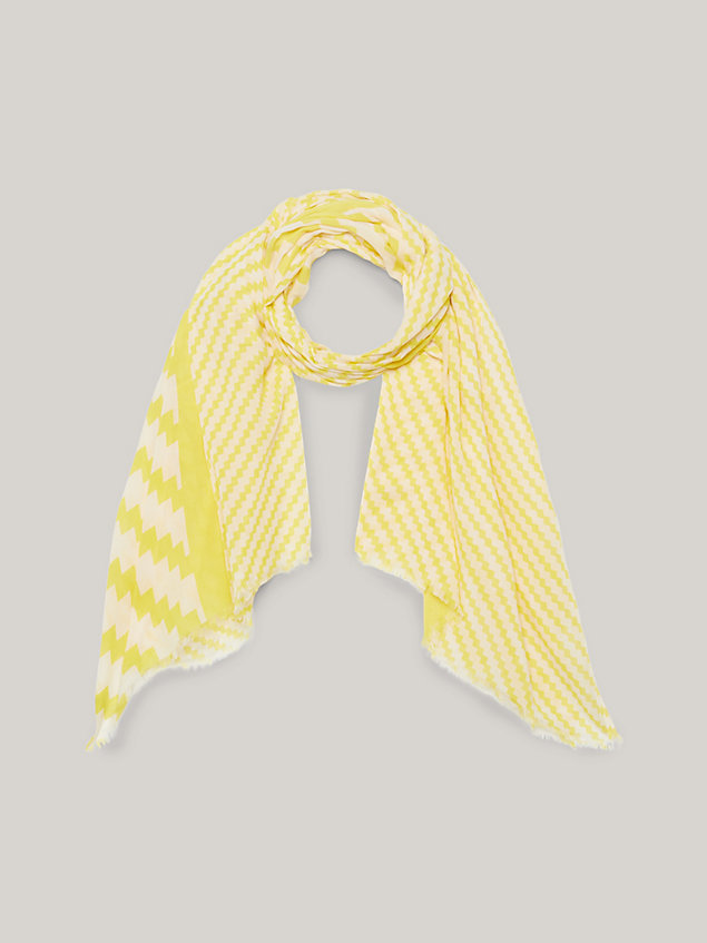 écharpe essential à rayures zigzag et logo yellow pour femmes tommy hilfiger