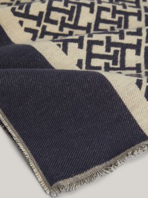 blue essential chic wollschal mit th-monogramm für damen - tommy hilfiger