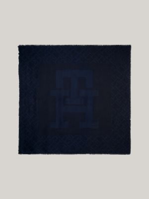 blue essential chic großes th-monogramm-halstuch für damen - tommy hilfiger