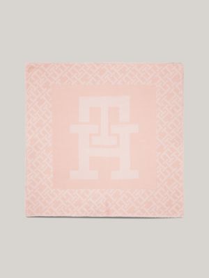 pink essential chic großes th-monogramm-halstuch für damen - tommy hilfiger