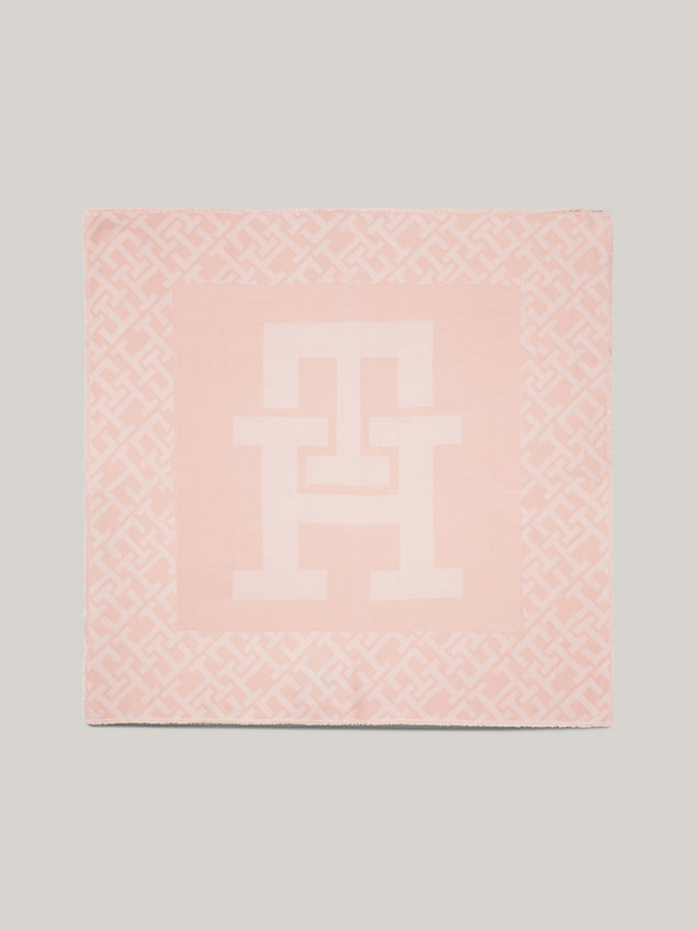 pañuelo cuadrado essential chic con monograma pink de mujeres tommy hilfiger