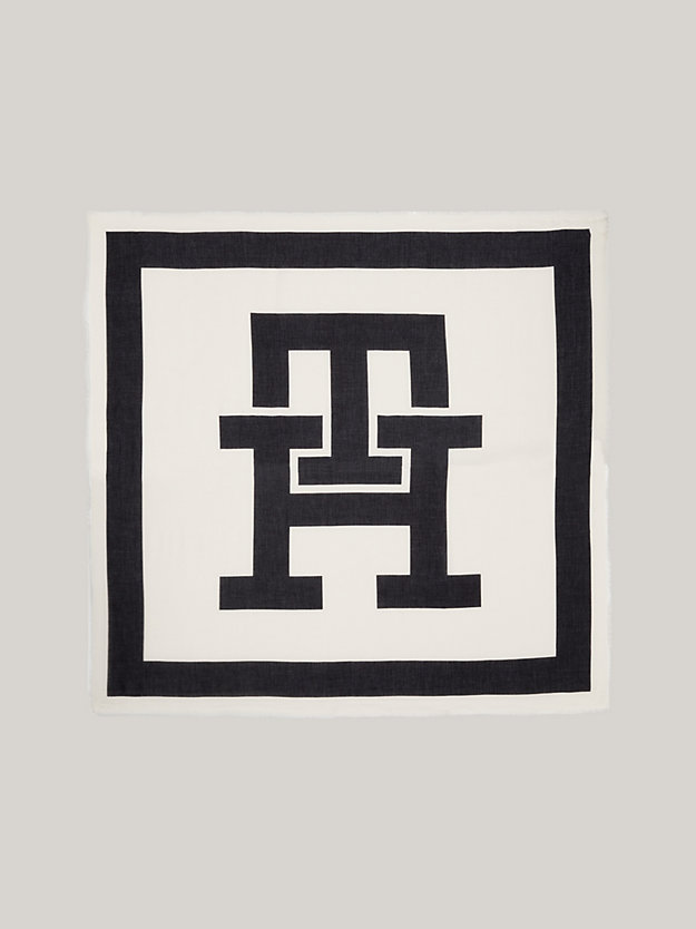 beige sport th monogram square scarf for women tommy hilfiger