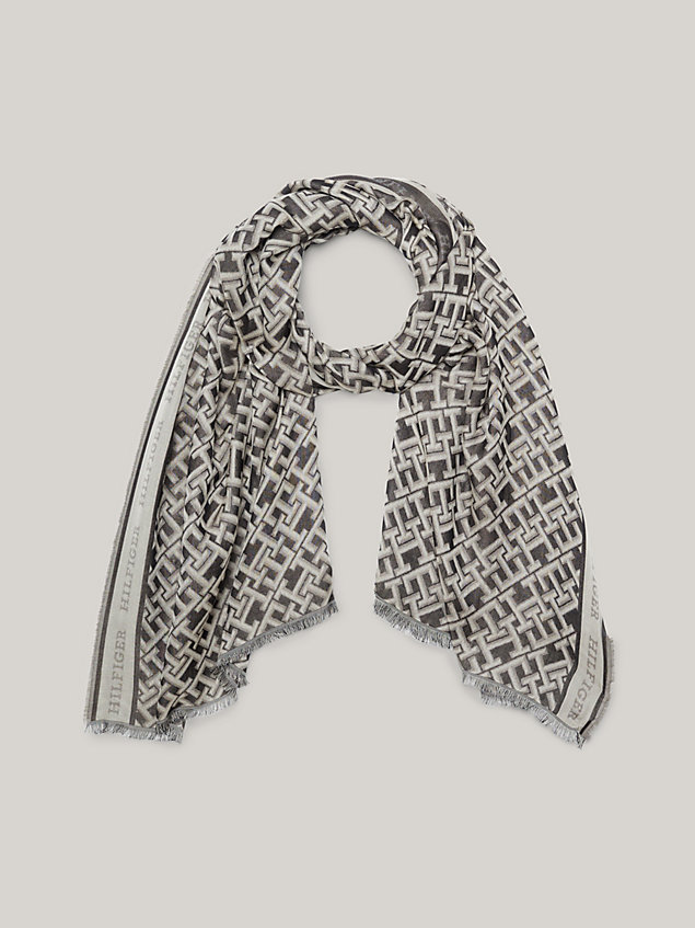 black th monogram logo scarf for women tommy hilfiger