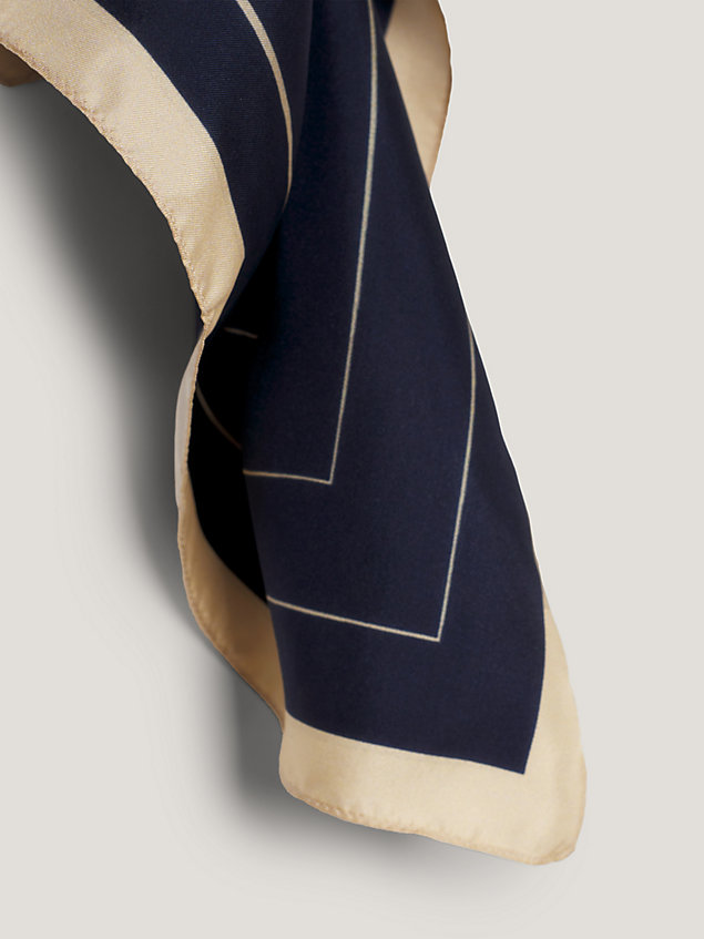 blue th monogram pure silk scarf gift box for women tommy hilfiger