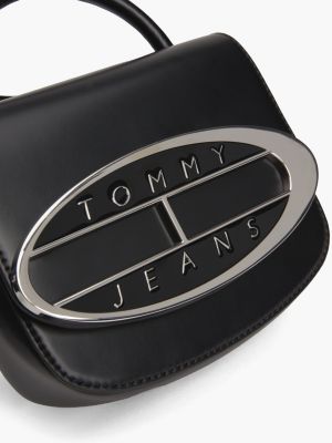 borsa a tracolla con placchetta e logo nero da donne tommy jeans