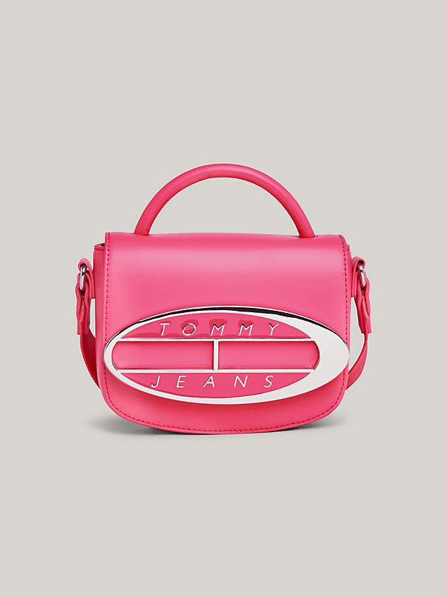 pink origin plaque crossover bag for women tommy jeans