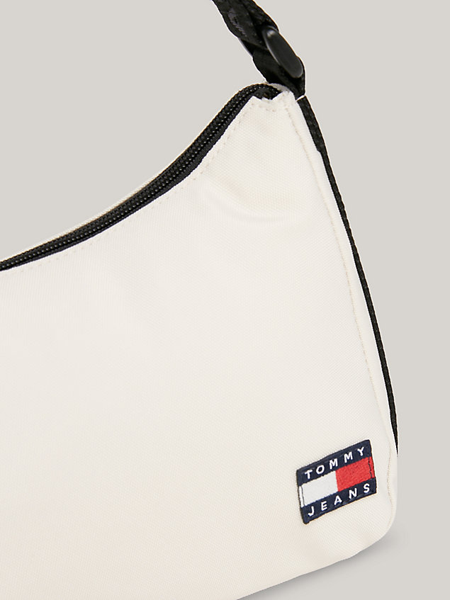 beige essential logo patch shoulder bag for women tommy jeans