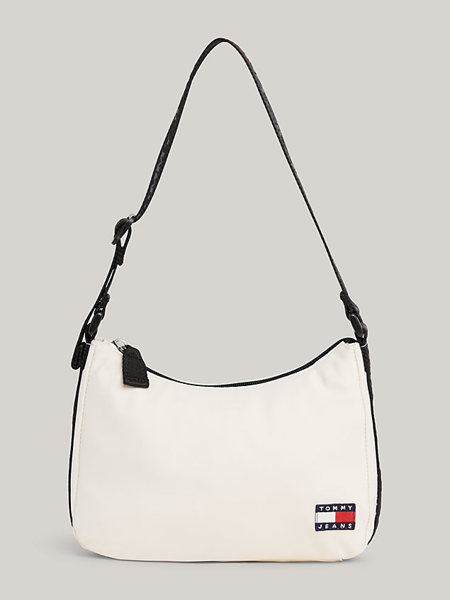 beige essential logo patch small shoulder bag for women tommy jeans