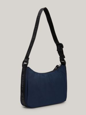 blue essential kleine schultertasche mit logo-patch für damen - tommy jeans