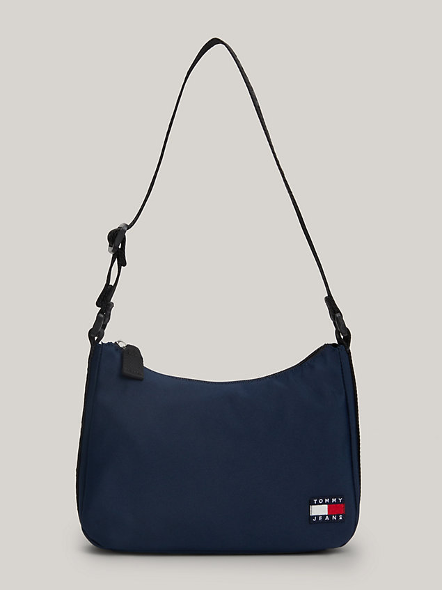 blue essential kleine schoudertas met logopatch voor dames - tommy jeans