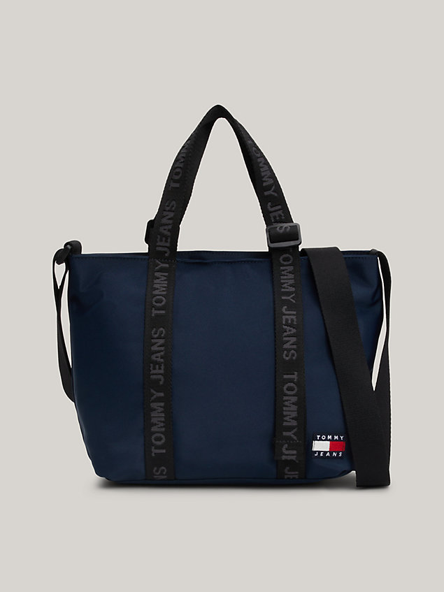 blue essential repeat logo small tote for women tommy jeans