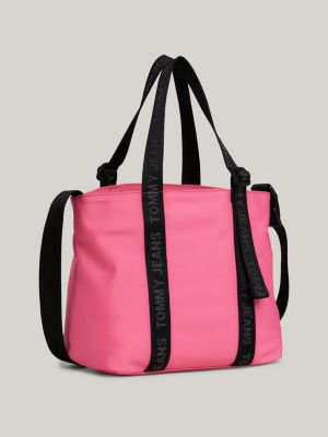 Bolso tote Essential pequeño con inscripción, Rosa