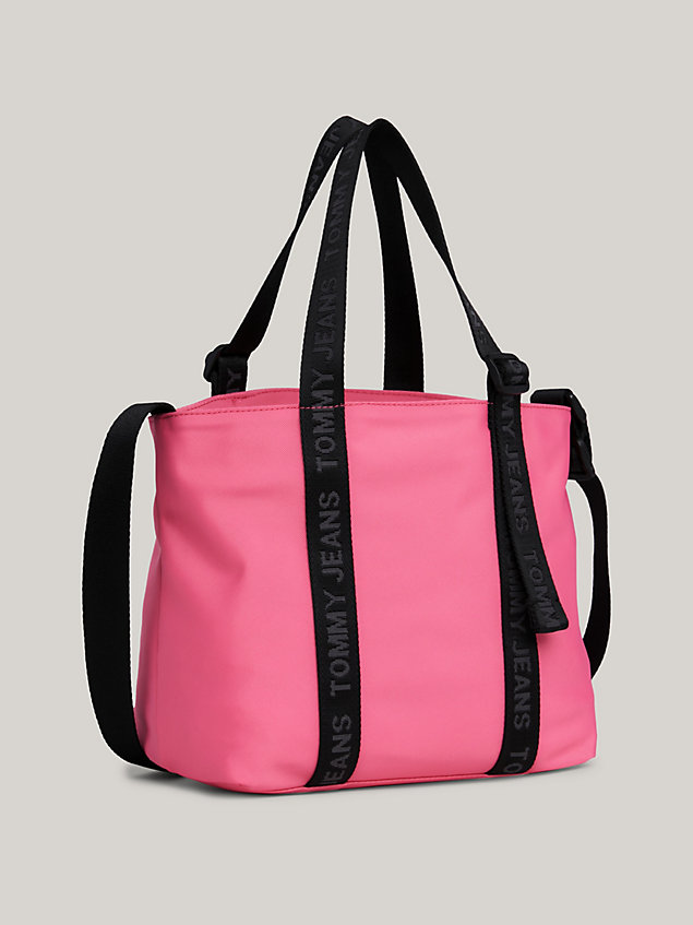 pink essential kleine tote-bag mit logo-patch für damen - tommy jeans