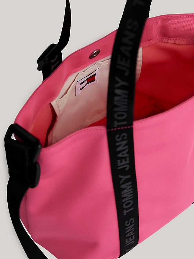 pink essential logo patch small tote for women tommy jeans