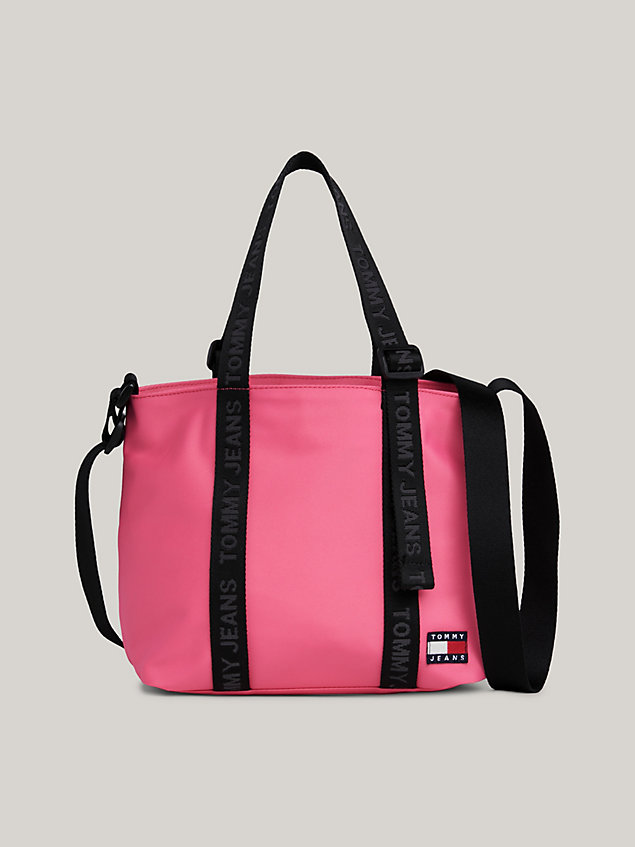 pink essential repeat logo small tote for women tommy jeans