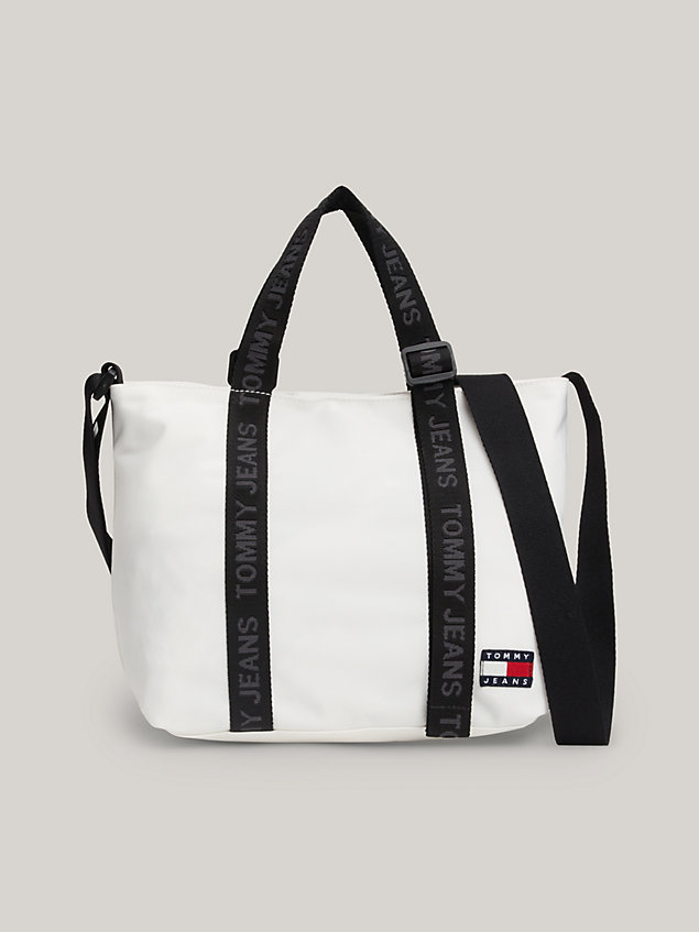 white mała torba tote essential z logo dla kobiety - tommy jeans