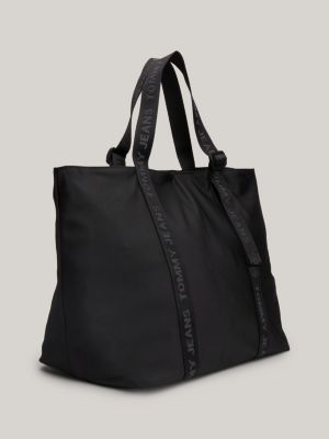 Borsa tote bag da portare alla spalla, chiusura con cerniera nero Tommy  Hilfiger