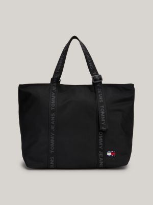 Borsa tote bag da portare alla spalla, chiusura con cerniera nero Tommy  Hilfiger