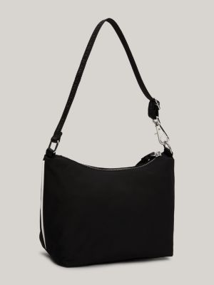 black heritage repreve®-schultertasche mit logo für damen - tommy jeans