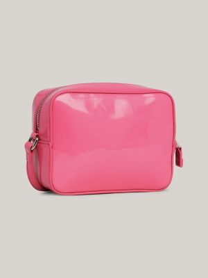 pink essential patent camera bag for women tommy jeans