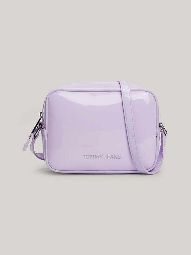 purple essential patent small camera bag for women tommy jeans