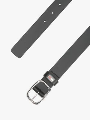 black oval buckle leather belt for women tommy jeans