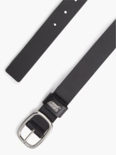 Leather Oval Buckle Logo Plaque Belt — Black 2