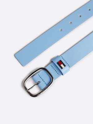 blue ledergürtel mit ovaler schnalle für damen - tommy jeans