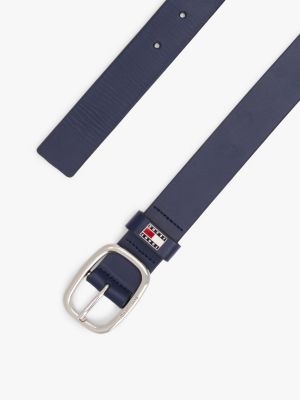 blauw leren riem met ovale gesp voor dames - tommy jeans