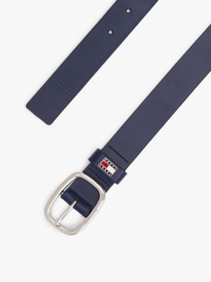 blue oval buckle leather belt for women tommy jeans