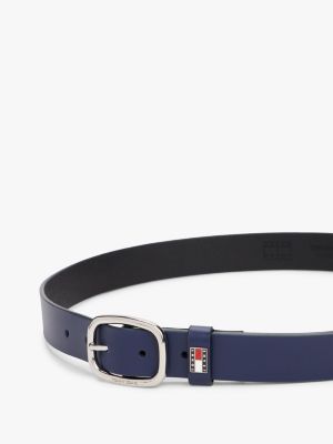 blauw leren riem met ovale gesp voor dames - tommy jeans