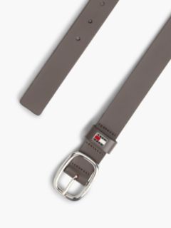 Leather Oval Buckle Logo Plaque Belt — Brown 2