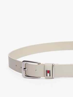 beige oval buckle leather belt for women tommy jeans