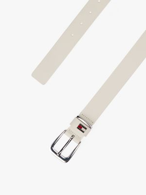 beige oval buckle leather belt for women tommy jeans