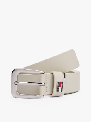 ceinture en cuir à boucle ovale beige pour femmes tommy jeans