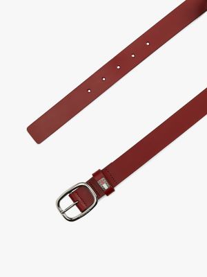 beige oval buckle leather belt for women tommy jeans