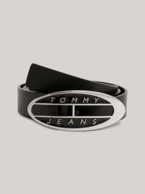 Hilfiger Schwarz Tommy Origin-Emblem-Schnalle mit Ledergürtel | |
