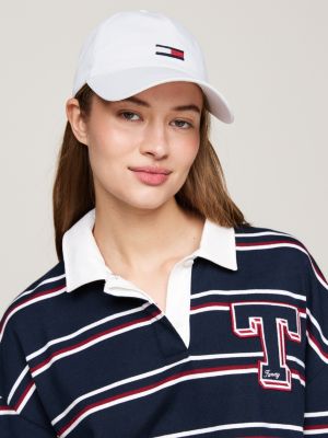 cappello da baseball con bandierina allungata bianco da donne tommy jeans