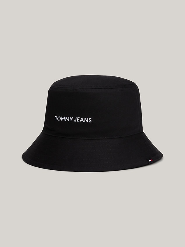 black kapelusz rybacki z logo w tym samym kolorze dla kobiety - tommy jeans