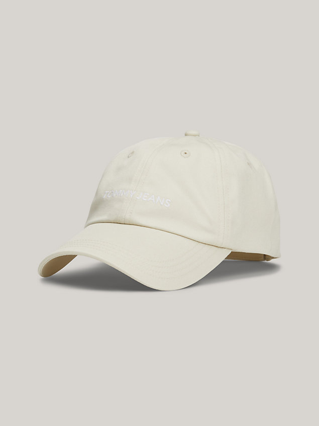 beige front logo baseball cap for women tommy jeans