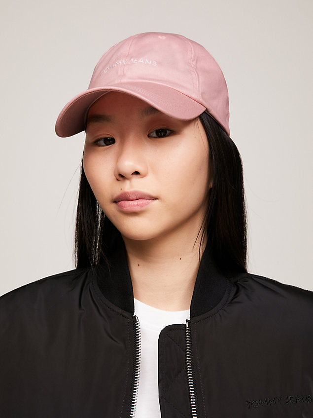 pink essential logo baseball cap for women tommy jeans