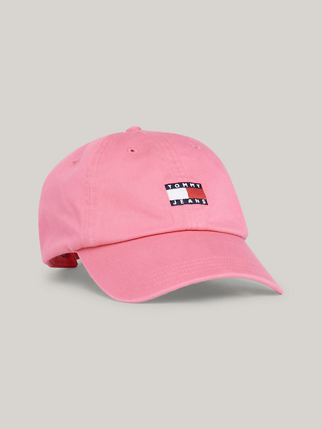 pink heritage logo baseball cap for women tommy jeans