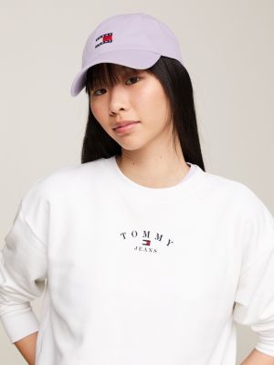 gorra de béisbol heritage con logo bordado púrpura de mujeres tommy jeans