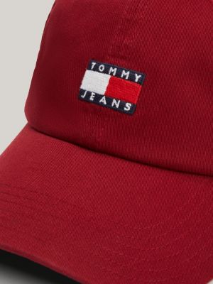 red heritage logo embroidery baseball cap for women tommy jeans