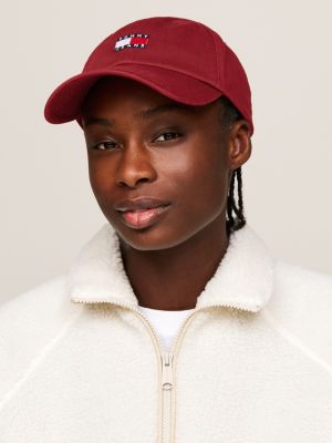 red heritage logo embroidery baseball cap for women tommy jeans