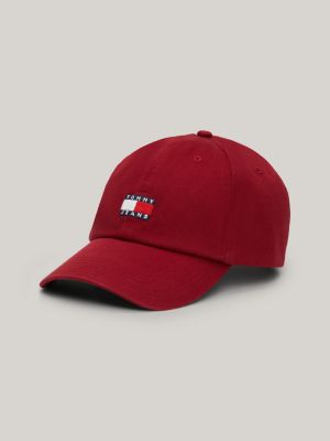 red heritage logo embroidery baseball cap for women tommy jeans