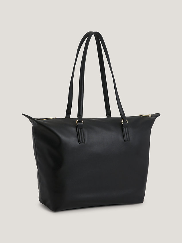 black th monogram plaque tote for women tommy hilfiger