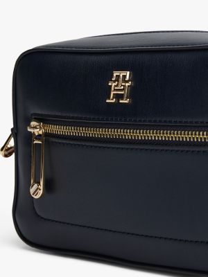 blue iconic signature strap camera bag for women tommy hilfiger