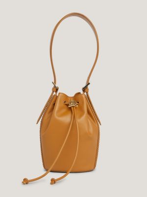 Drawstring leather 2025 bucket bag