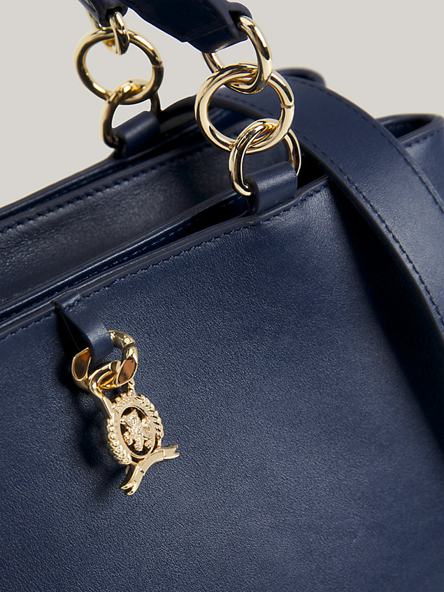 bolso satchel de piel con escudo blue de mujer tommy hilfiger